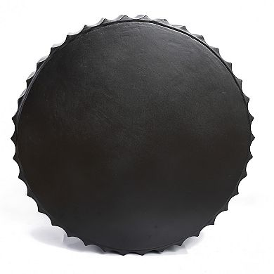 LuxenHome Black Cement Round Coffee Table