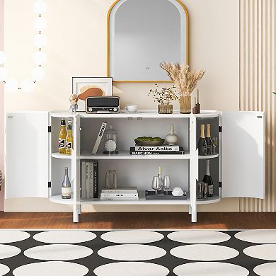 Merax Curved Design Accent Storage Cabinet with 4 Doors