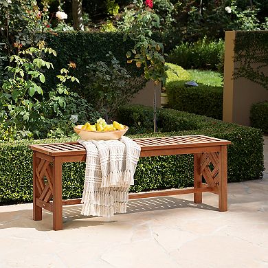 LuxenHome Carmel Solid Wood Outdoor Dining Bench