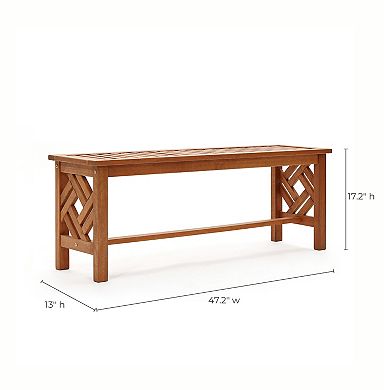 LuxenHome Carmel Solid Wood Outdoor Dining Bench