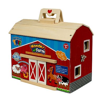 Homeware Red Wood Barn Toy with Accessories