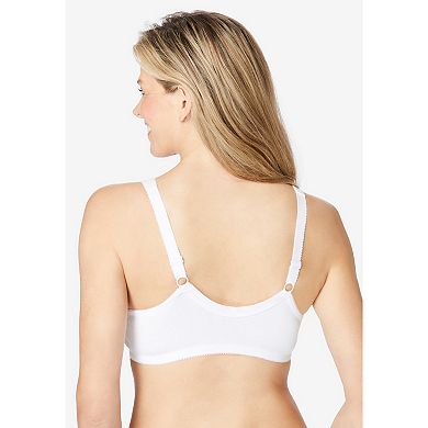 Comfort Choice Women's Plus Size Cotton Front-close Wireless Bra