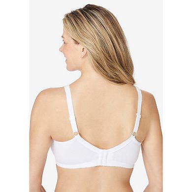 Comfort Choice Women's Plus Size Cotton Back-close Wireless Bra