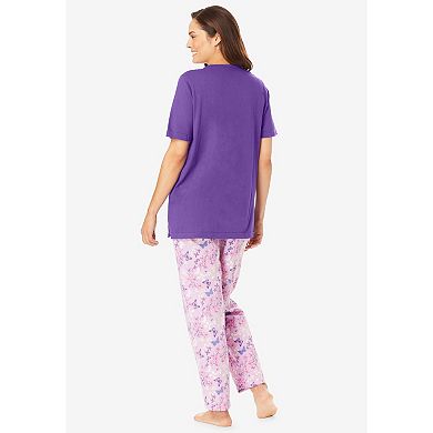 Dreams & Co. Women's Plus Size Graphic Tee Pj Set