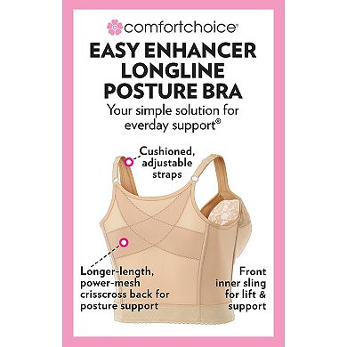 Comfort Choice Women's Plus Size Easy Enhancer Wireless Longline Posture Bra