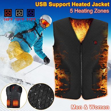 Heat Jacket Vest 3 Heating Gear Adjustable Usb Heated Vest