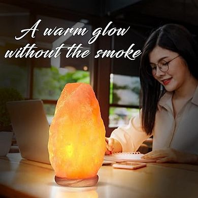 Himalayan Glow Pink Salt Lamp With Neem Wooden Base, 2 Pack, 4-7 Lbs 