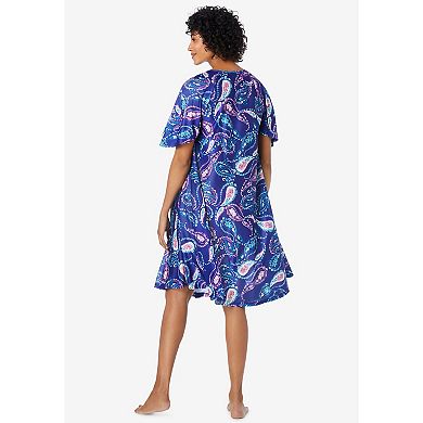 Only Necessities Women's Plus Size Short Sweeping Printed Lounger