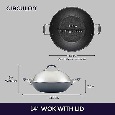 Circulon A1 Series ScratchDefense Nonstick Induction Wok with Lid, Graphite