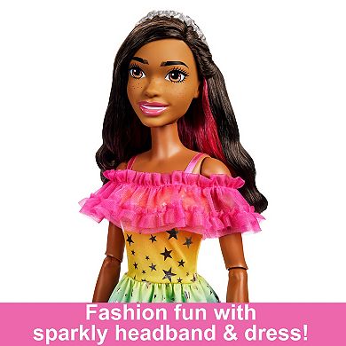 Barbie Large 28-in. Barbie Doll - Dark Brown Hair and Rainbow Dress