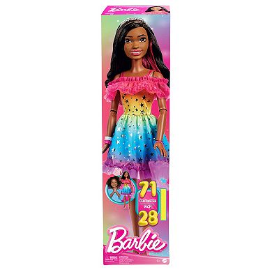 Barbie Large 28-in. Barbie Doll - Dark Brown Hair and Rainbow Dress