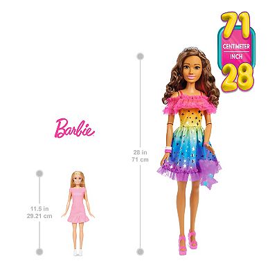 Barbie Large 28-in. Barbie Doll - Brown Hair and Rainbow Dress