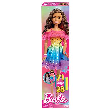 Barbie Large 28-in. Barbie Doll - Brown Hair and Rainbow Dress