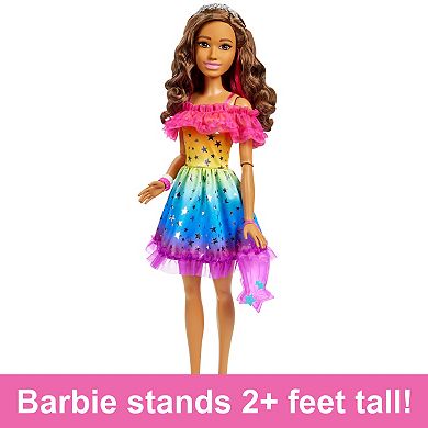 Barbie Large 28-in. Barbie Doll - Brown Hair and Rainbow Dress