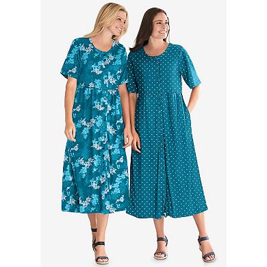 Woman Within Women's Plus Size Petite Button-front Essential Dress