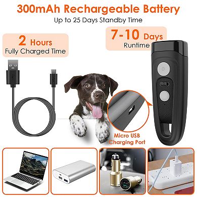 Black, Rechargeable Ultrasonic Dog Anti-bark Device: 2-in-1 Training Tool