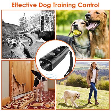 Black, Rechargeable Ultrasonic Dog Anti-bark Device: 2-in-1 Training Tool