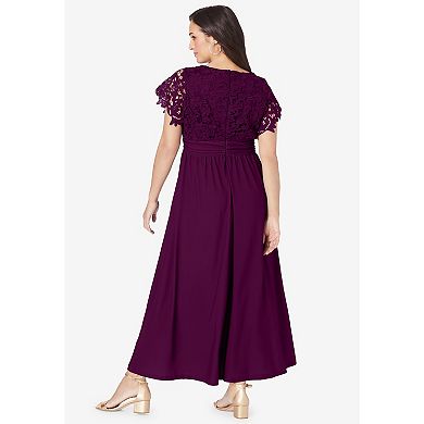 Jessica London Women's Plus Size Lace Maxi Dress