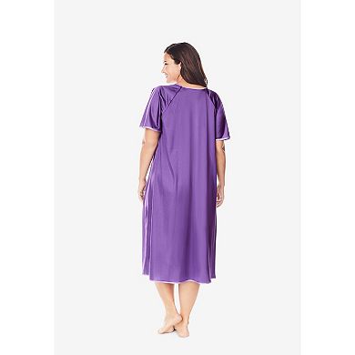 Only Necessities Women's Plus Size 2-pack Short Silky Gown