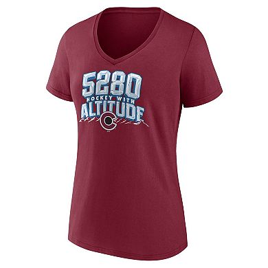 Women's Fanatics Garnet Colorado Avalanche Local A V-Neck T-Shirt