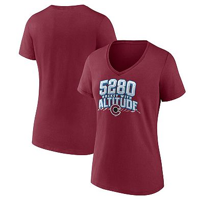 Women's Fanatics Garnet Colorado Avalanche Local A V-Neck T-Shirt