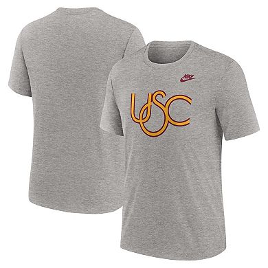 Men's Nike Heather Gray USC Trojans Blitz Evergreen Legacy Primary Tri-Blend T-Shirt