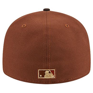 Men's New Era Brown Oakland Athletics Velvet Logo Fill Low Profile 59FIFTY FItted Hat