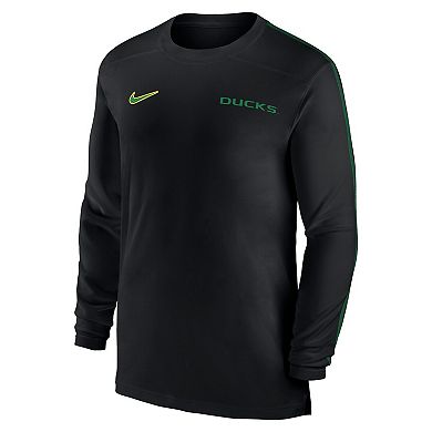 Men's Nike Black Oregon Ducks 2024 Sideline Coach UV Performance Long Sleeve T-Shirt