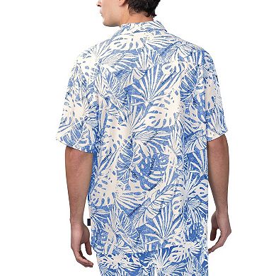 Men's Margaritaville Royal New York Mets Monstera Print Party Button-Up Shirt