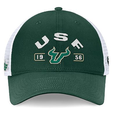 Men's Top of the World Green/White South Florida Bulls Free Kick Trucker Adjustable Hat