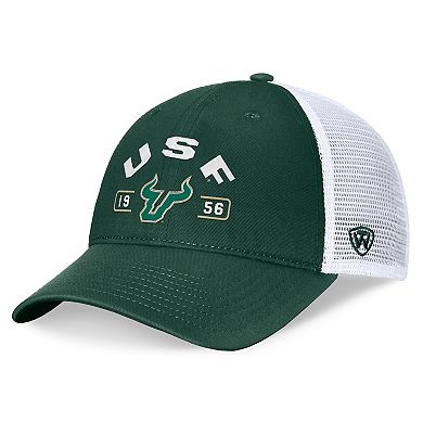 Men's Top of the World Green/White South Florida Bulls Free Kick Trucker Adjustable Hat