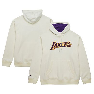 Men's Mitchell & Ness Cream Los Angeles Lakers Hardwood Classics Vintage Pullover Hoodie