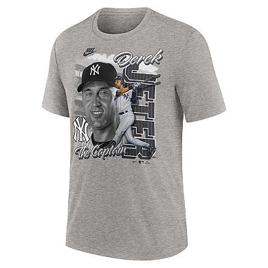 Men's Nike Derek Jeter Heather Gray New York Yankees Cooperstown Collection Player Local T-Shirt