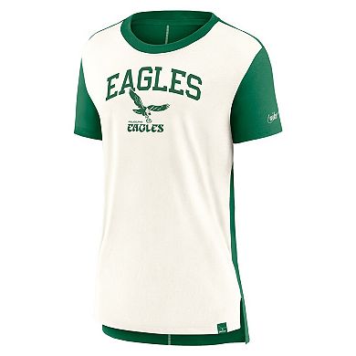 Women's Nike Cream/Kelly Green Philadelphia Eagles Wordmark Tri-Blend T-Shirt