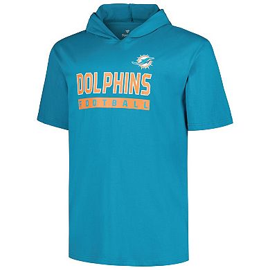 Men's Fanatics Branded Aqua Miami Dolphins Big & Tall Short Sleeve Pullover Hoodie