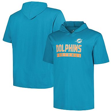 Men's Fanatics Branded Aqua Miami Dolphins Big & Tall Short Sleeve Pullover Hoodie