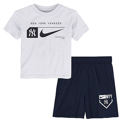 Preschool Nike White/Navy New York Yankees Two-Piece T-Shirt & Shorts Set