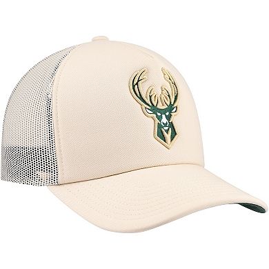 Men's Mitchell & Ness Cream Milwaukee Bucks Trucker Adjustable Hat
