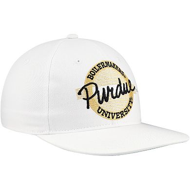Unisex The Game White Purdue Boilermakers Retro Circle ‘80s Throwback Snapback Hat