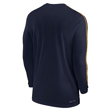 Men's Nike Navy West Virginia Mountaineers 2024 Sideline Coach UV Performance Long Sleeve T-Shirt