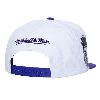 Men's Mitchell & Ness White Sacramento Kings  Soul Logo Shine 2-Tone Snapback Hat
