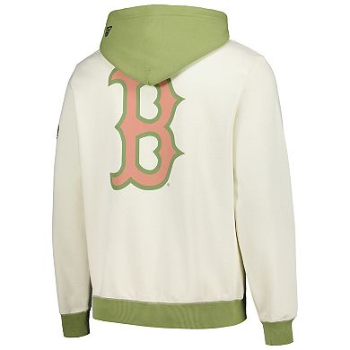 Men's New Era Cream/Green Boston Red Sox Color Pop Pullover Hoodie