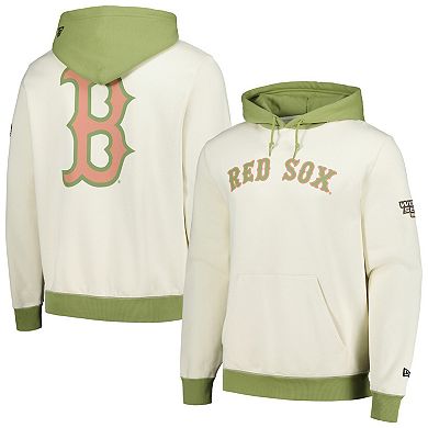 Men's New Era Cream/Green Boston Red Sox Color Pop Pullover Hoodie