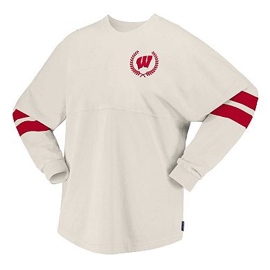 Women's Spirit Jersey Cream Wisconsin Badgers Oversized T-Shirt