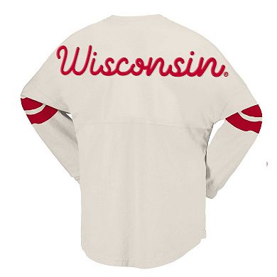 Women's Spirit Jersey Cream Wisconsin Badgers Oversized T-Shirt