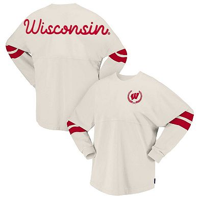 Women's Spirit Jersey Cream Wisconsin Badgers Oversized T-Shirt