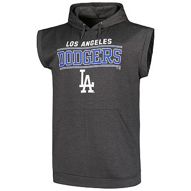 Men's Profile Heather Charcoal Los Angeles Dodgers Big & Tall Muscle Sleeveless Pullover Hoodie