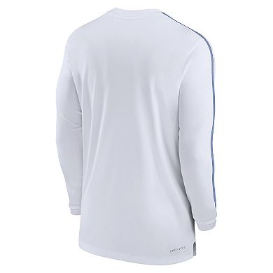 Men's Nike White Duke Blue Devils 2024 Sideline Coach UV Performance Long Sleeve T-Shirt