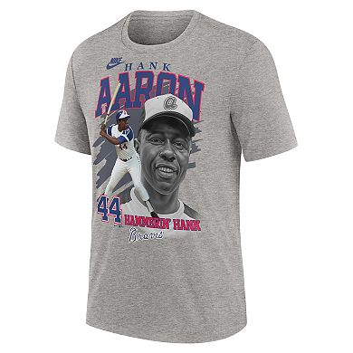 Men's Nike Hank Aaron Heather Gray Atlanta Braves Cooperstown Collection Player Local T-Shirt