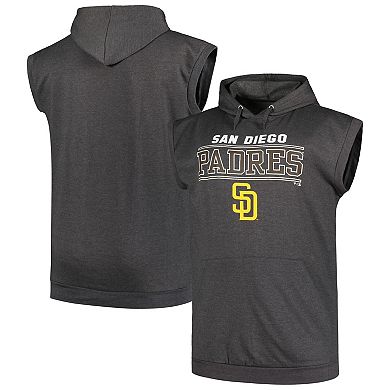 Men's Profile Heather Charcoal San Diego Padres Big & Tall Muscle Sleeveless Pullover Hoodie